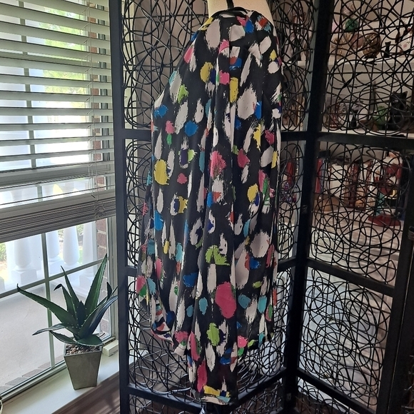 Liz Claiborne Woman Size 1X Multicolor Faux Wrap Top Sheer Long Sleeve - Picture 6 of 11